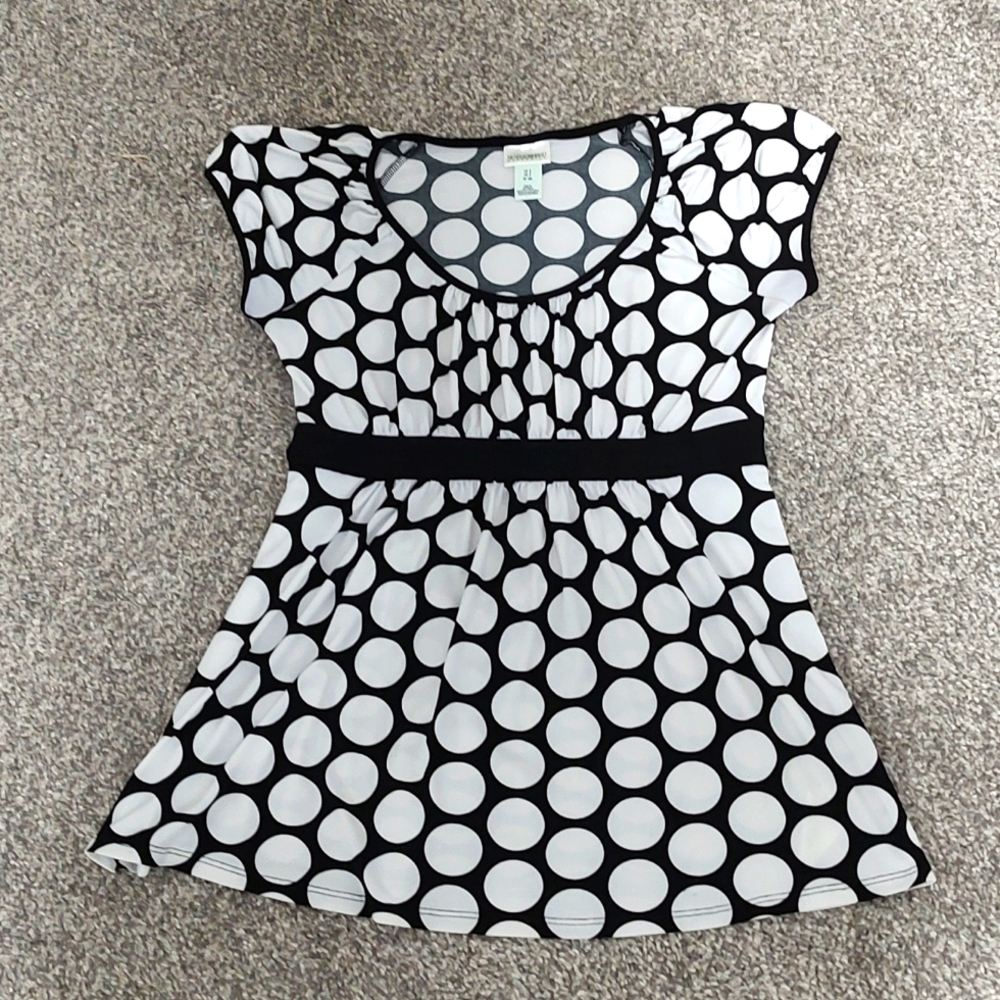 Polka Dot Tie Waist Blouse